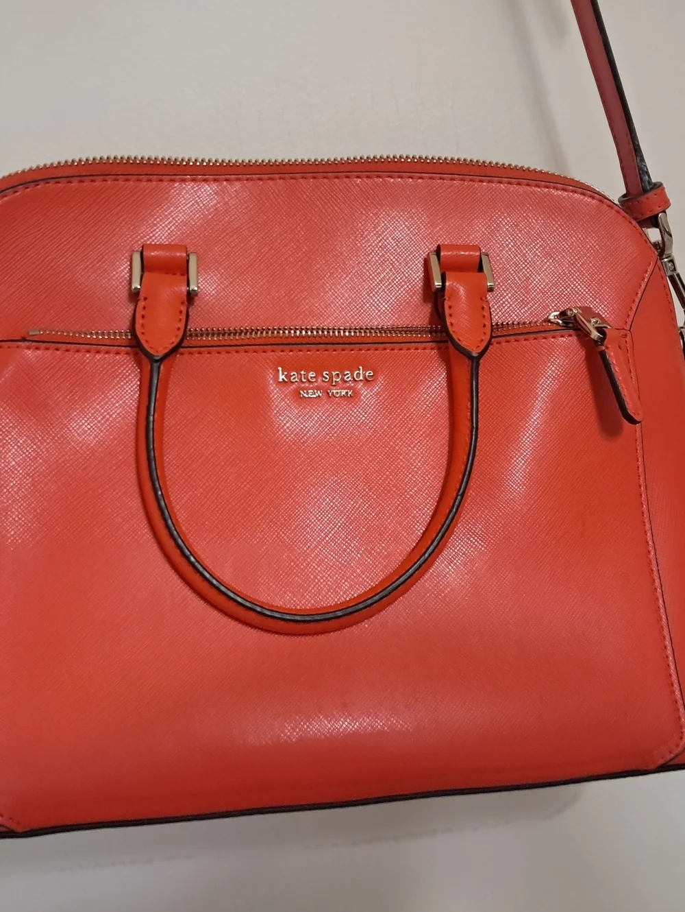 Kate Spade Louise Medium Dome Satchel Orange Tamarillo Leather Crossbody